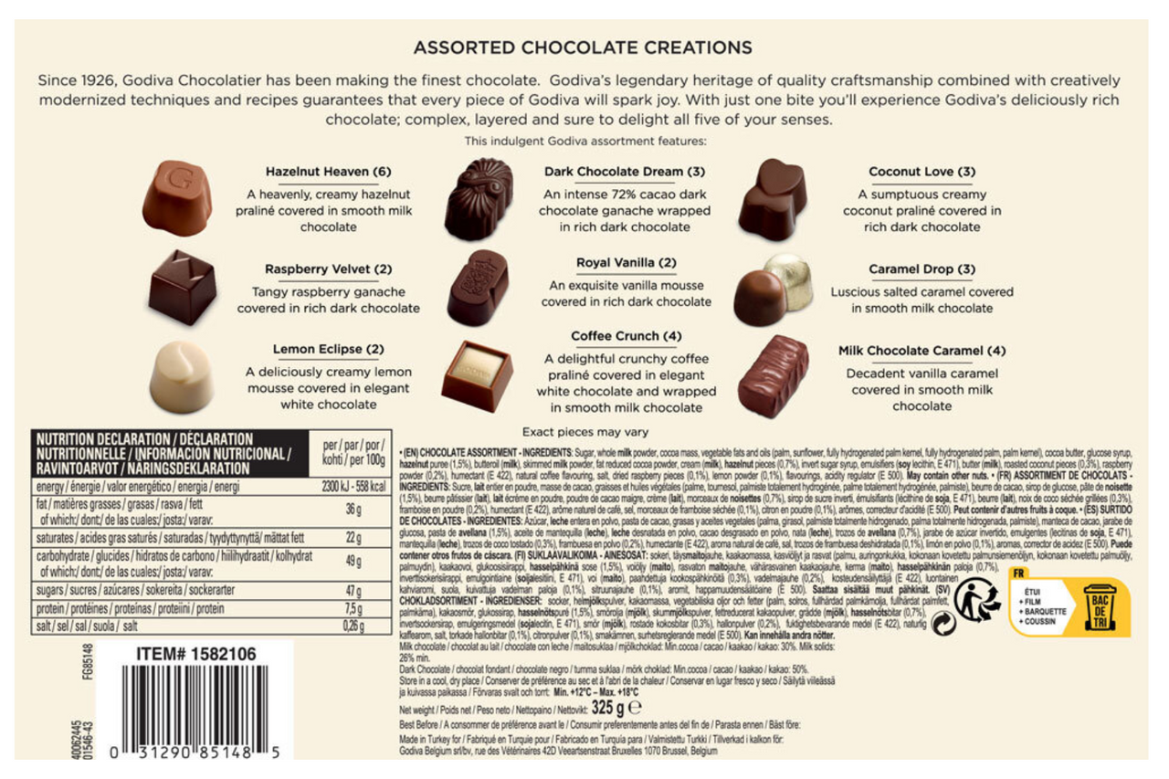 Godiva Belgium 1926 Assorted Chocolate Creations 325g Best
